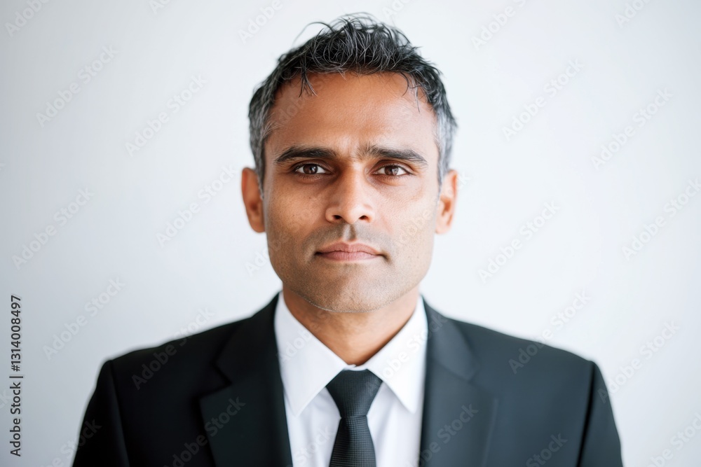 Confident Indian businessman in black suit white background professional corporate portrait Confident Indian businessman in black suit white background professional corporate portrait
