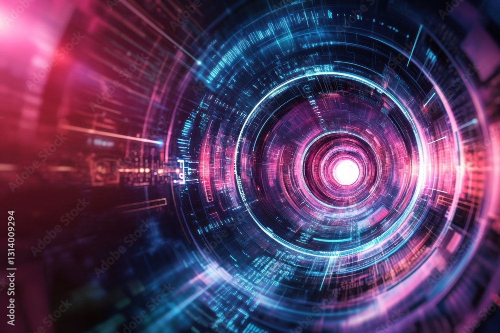 Abstract Digital Tunnel of Light and Data Streams Futuristic Technology Background Abstract Digital Tunnel of Light and Data Streams Futuristic Technology Background