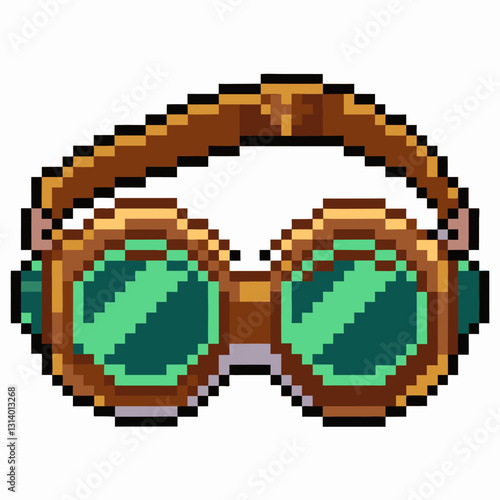 Retro Pixel Art Steampunk Goggles  Illustration