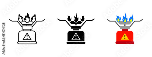 Portable gas burner icon. Compact propane stove for outdoor cooking and camping. Lightweight travel cooker vector illustration. Survival and adventure gear concept.