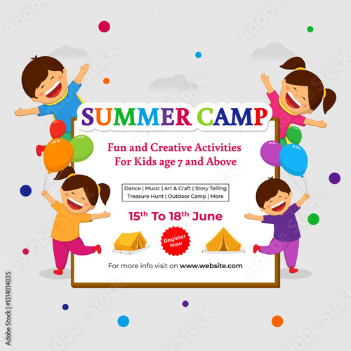 Vector illustration of Kids Summer Camp social media template