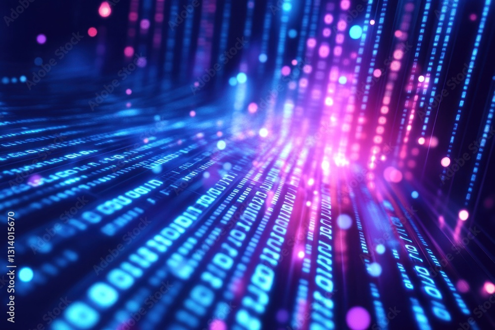 Abstract digital data stream, glowing binary code flowing. Abstract digital data stream, glowing binary code flowing.