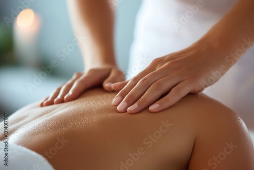 Wallpaper Mural A macro shot of a massage therapist using acupressure techniques on a womanâ€™s back, capturing the essence of relaxation Torontodigital.ca