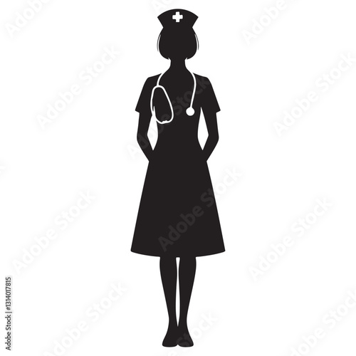 Altruistic Nurse silhouette, dedicated to the well-being of others - Nurse illustration - Minimalist Nurse vector - Healthcare silhouette
