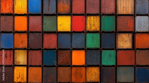 Obraz na płótnie Colorful Cargo Containers: A Symphony of Shipping w salonie