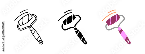 Facial roller icon. Beauty skincare tool for massage and rejuvenation. Helps with relaxation, circulation and antiaging. Selfcare and wellness vector illustration.