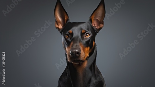 A Detailed Portrait of a Doberman Pinscher Dog photo