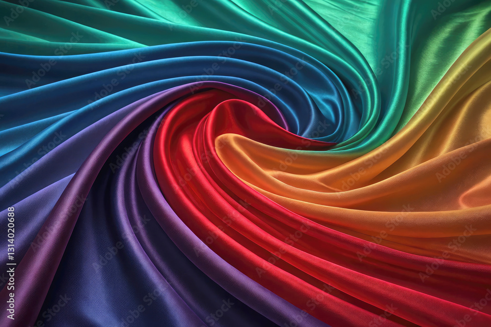 Fototapeta premium Colorful silk fabric swirls creating a vibrant abstract design