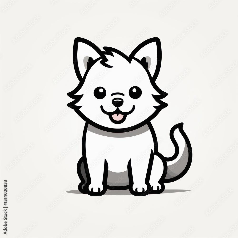 A Happy White Cartoon Dog with a Smiling Face A Happy White Cartoon Dog with a Smiling Face