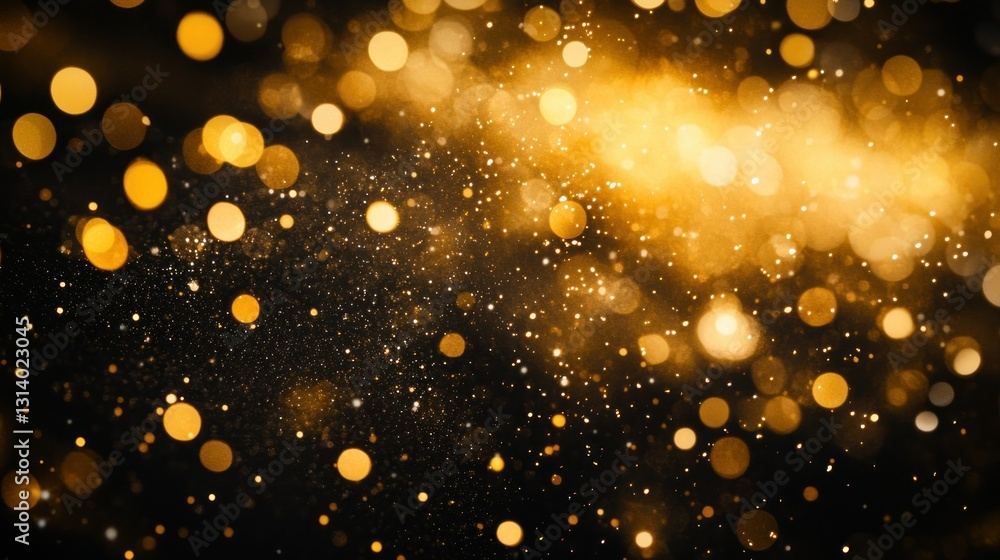Golden light and sparkles form an abstract and festive background Golden light and sparkles form an abstract and festive background