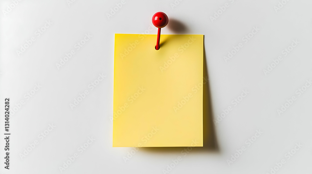 Blank Yellow Sticky Note With Red Pin On White Background Simple Minimalist Reminder For Important Information Blank Yellow Sticky Note With Red Pin On White Background Simple Minimalist Reminder For Important Information