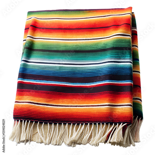 Serape traditional mexican blanket on white background