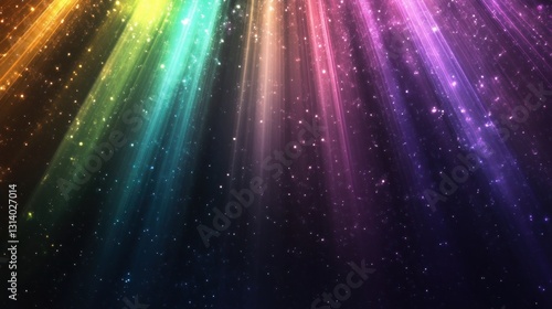 Obraz na płótnie Celestial Rainbow: A Symphony of Light and Stardust w salonie