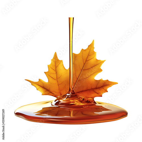 Maple Syrup Drizzle Isolated on Transparent Background