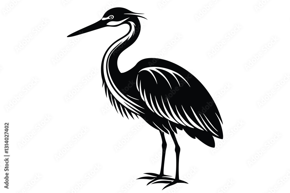Fototapeta premium Vector isolated silhouette of a heron stork