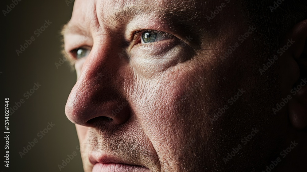 Fototapeta premium Close-up portrait of a pensive middle-aged man.