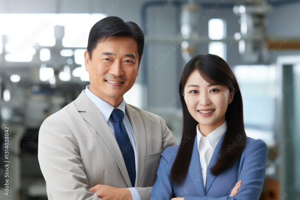 Professional Asian Business Partners in Modern Office Setting Professional Asian Business Partners in Modern Office Setting