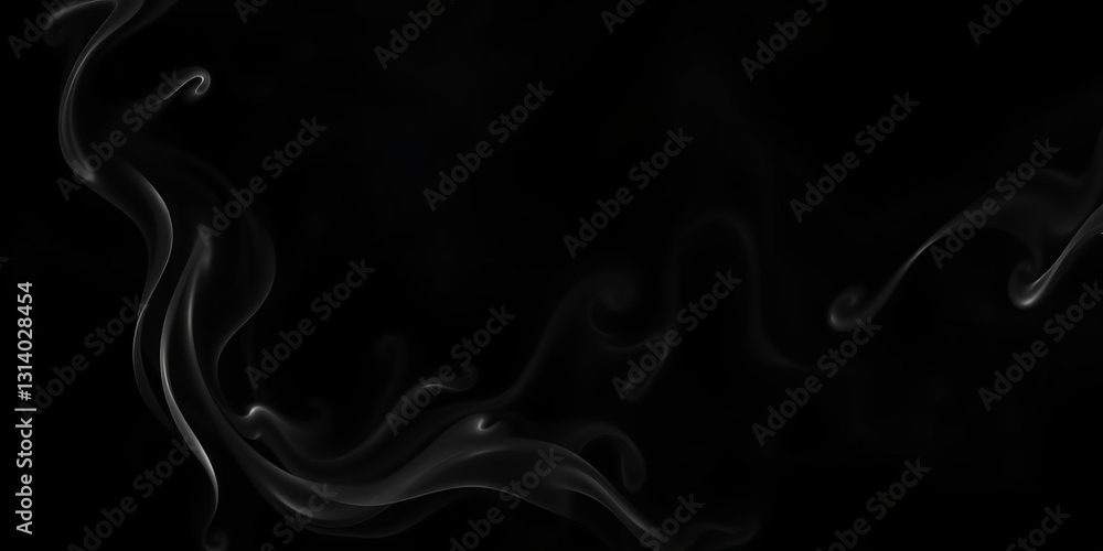 Abstract black smoke swirls against a stark white background, backdrop, artistic Abstract black smoke swirls against a stark white background, backdrop, artistic