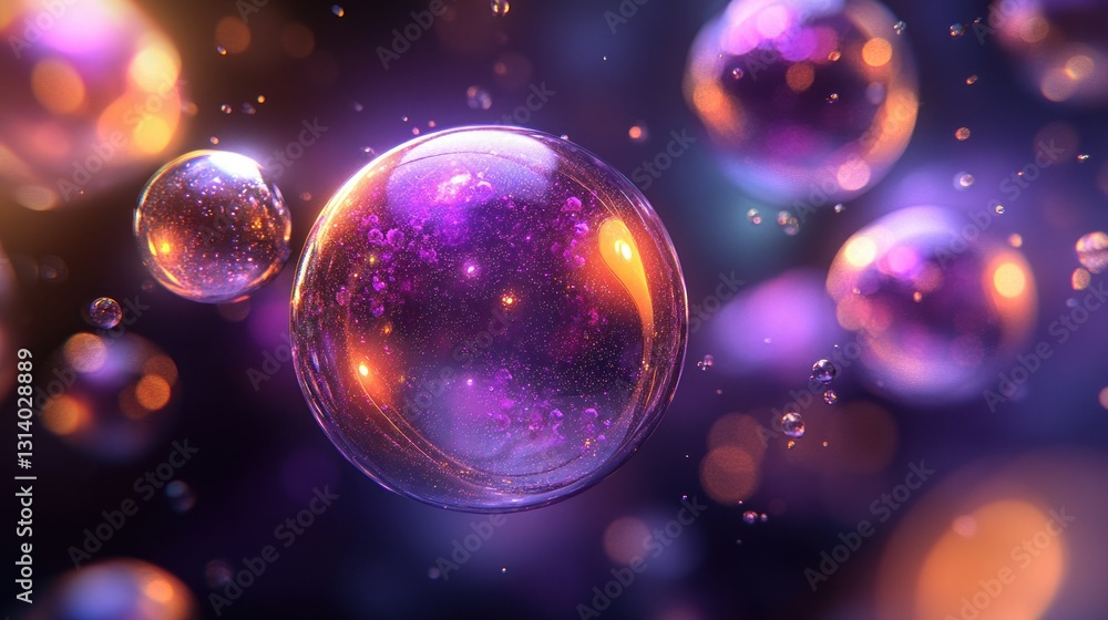 Abstract rendering of iridescent spheres with bright and colorful highlights Abstract rendering of iridescent spheres with bright and colorful highlights