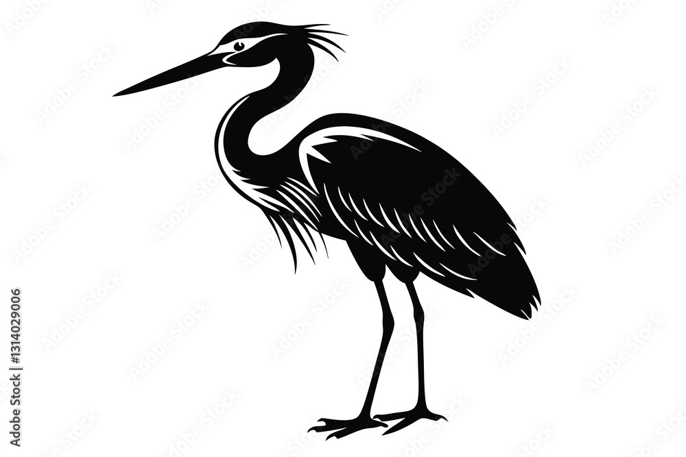 Fototapeta premium Vector isolated silhouette of a heron stork