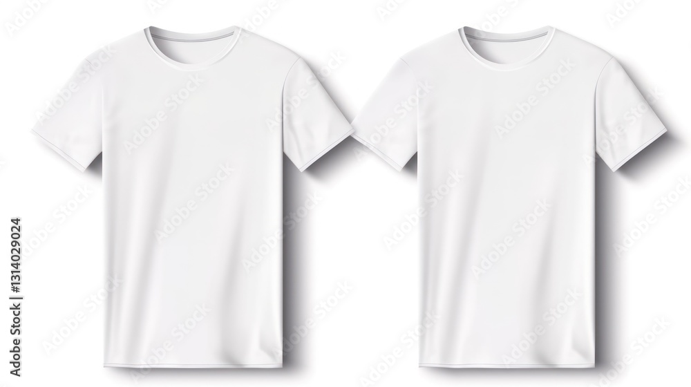 Two Plain White T-Shirts on a Solid Background Two Plain White T-Shirts on a Solid Background