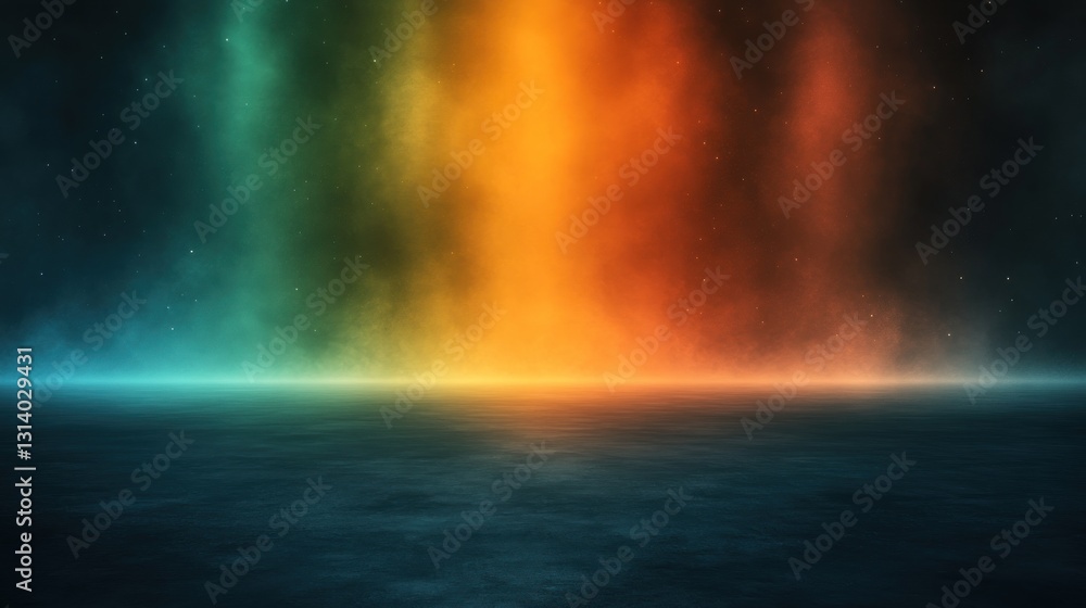 Mystical Nightscape: Ethereal Lights and Celestial Reflections