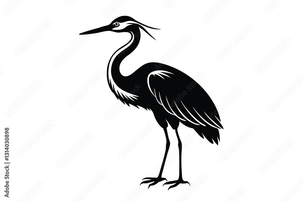 Vector isolated silhouette of a stork on a white background Vector isolated silhouette of a stork on a white background