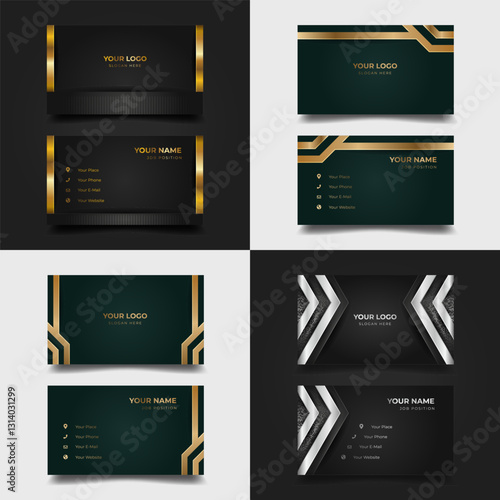 Elegant gold, silver business card designs