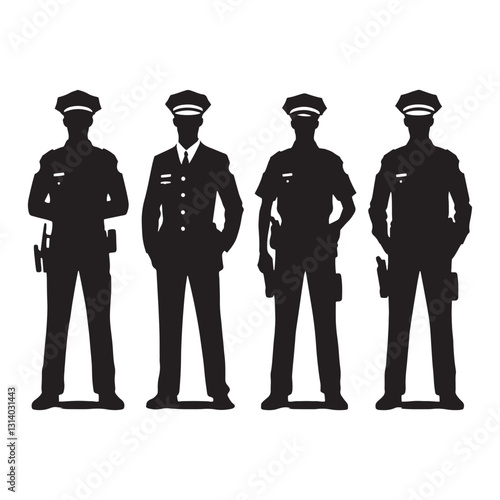 Loyal Watchman Police Officer silhouette, safeguarding the streets day and night - Police illustration - Minimalist Police vector - Profession silhouette
