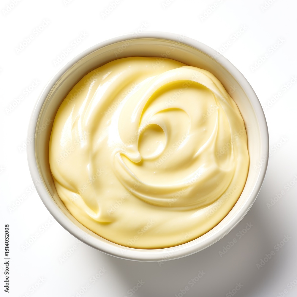 A Bowl of Mayonnaise on a White Background A Bowl of Mayonnaise on a White Background