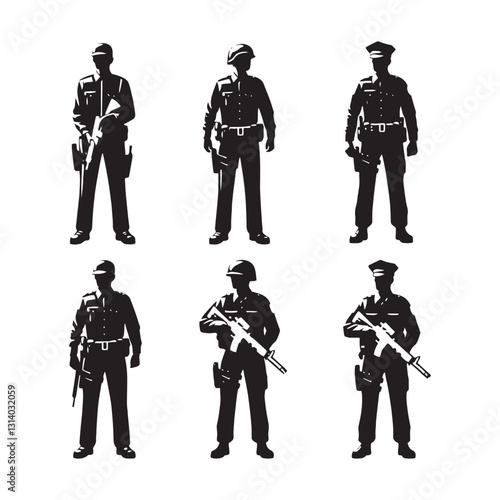Tough and Tenacious Police Officer silhouette, never giving up - Police illustration - Minimalist Police vector - Profession silhouette
