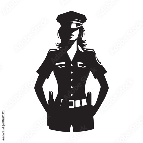 Peacekeeper Police Officer silhouette, mediating and resolving conflicts - Police illustration - Minimalist Police vector - Profession silhouette
