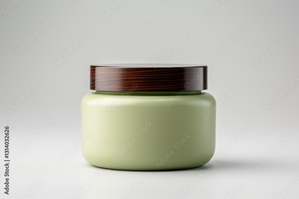 A Close-up View of a Small, Olive Green Container with a Dark Brown Lid A Close-up View of a Small, Olive Green Container with a Dark Brown Lid