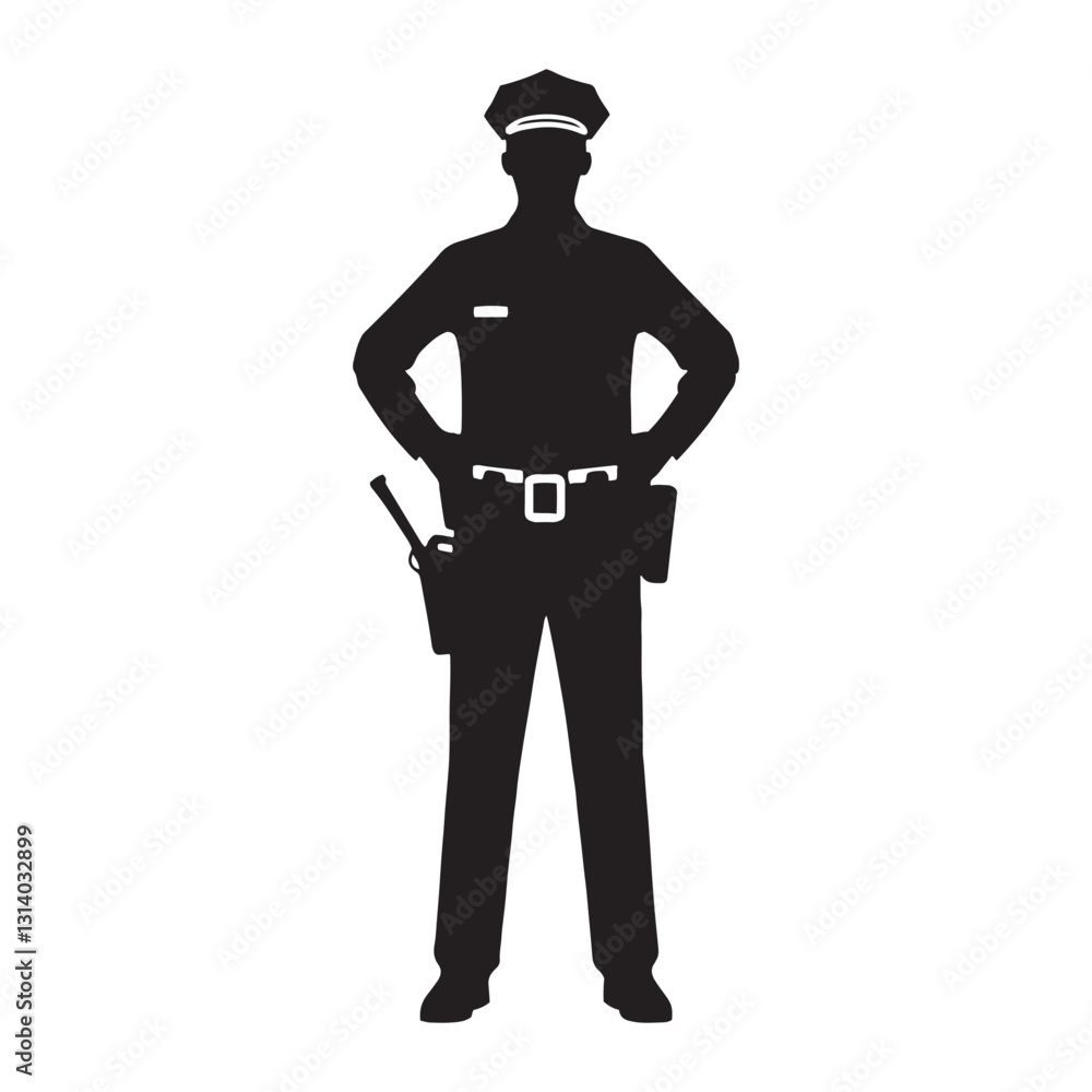 Respected Lawman Police Officer silhouette, a leader in justice - Police illustration - Minimalist Police vector - Profession silhouette

