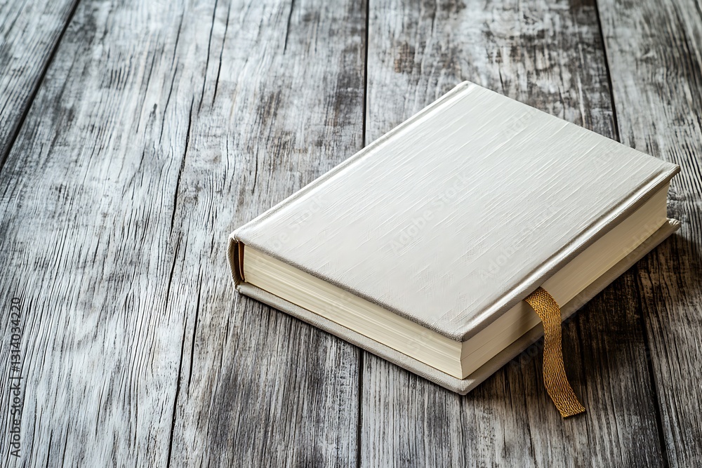 Fototapeta premium Elegant Grey Book on Wooden Table