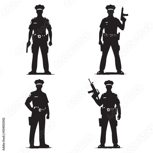 Loyal Police Officer silhouette, committed to duty and honor - Police illustration - Minimalist Police vector - Profession silhouette

