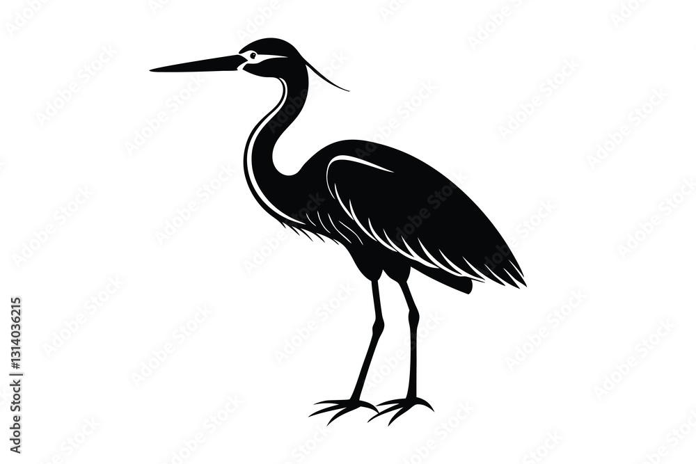 Obraz premium Stork Silhouette Vector Illustration White Background