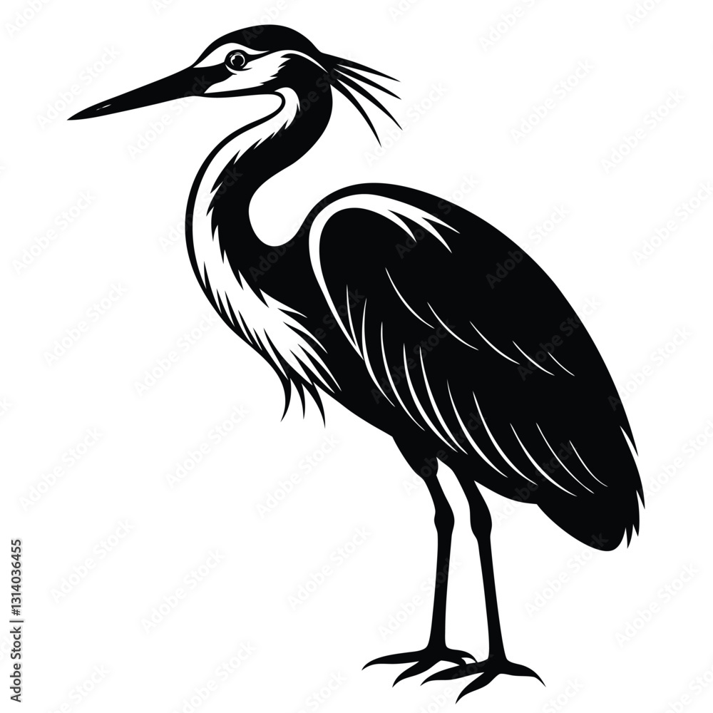 Obraz premium Stork Silhouette Vector Illustration White Background