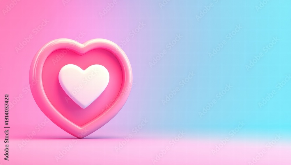 A pink heart is placed on a blue background A pink heart is placed on a blue background