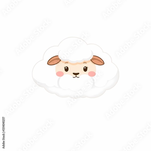 Fluffy Sheep: A charming illustration of a fluffy, adorable sheep, with soft white wool and a friendly expression, bringing a sense of warmth and pastoral delight.