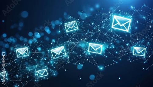 A blue background with many small blue circles that look like envelopes