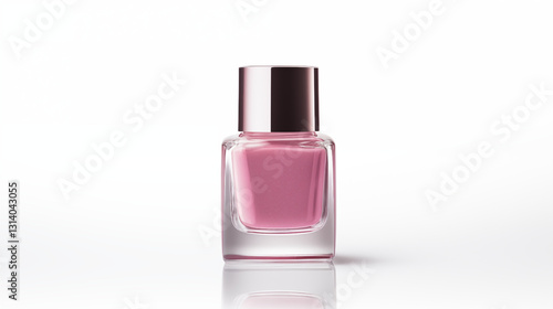 Pink Nail Polish Bottle Square Glass Silver Cap Beauty Product