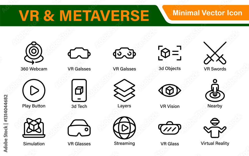 Virtual Reality and Metaverse Icon Set. A cutting-edge collection of icons designed to enhance immersive experiences, perfect for VR apps, gaming platforms, and digital worlds. Virtual Reality and Metaverse Icon Set. A cutting-edge collection of icons designed to enhance immersive experiences, perfect for VR apps, gaming platforms, and digital worlds.