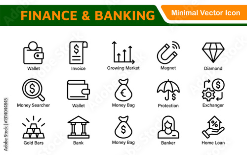 Finance and Accounting Icons Collection. Vector-Based Icons for Money Management, Investment, Taxes, and Business Finance