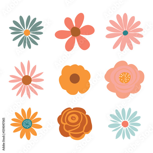 Set of flower icons. Abstract origami flowers. Style for banners, wallpaper, posters, websites, online shopping.Vector illustration design and creative idea,eps 10.
