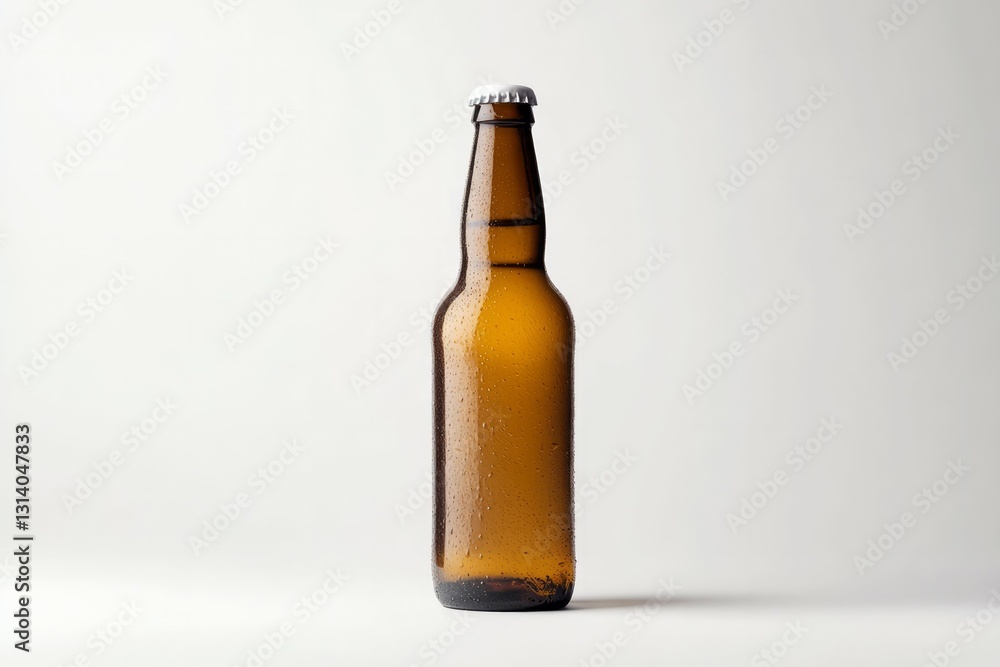 Brown glass bottle on white background. Artificial Intelligence Brown glass bottle on white background. Artificial Intelligence