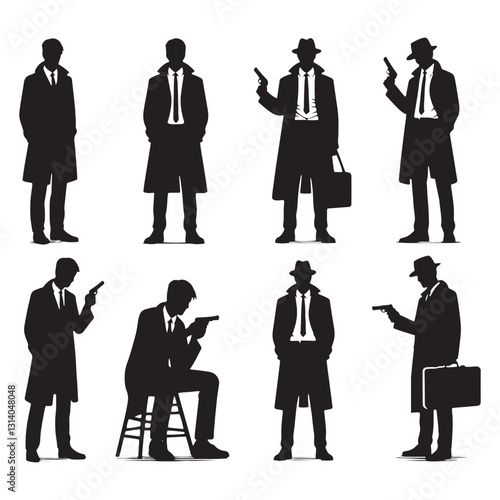 Cold-Blooded Detective silhouette, showing no mercy to criminals - Detective illustration - Minimalist Detective vector - Profession silhouette
