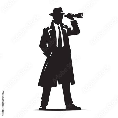 Dark Alley Detective silhouette, navigating the crime-ridden streets - Detective illustration - Minimalist Detective vector - Profession silhouette
