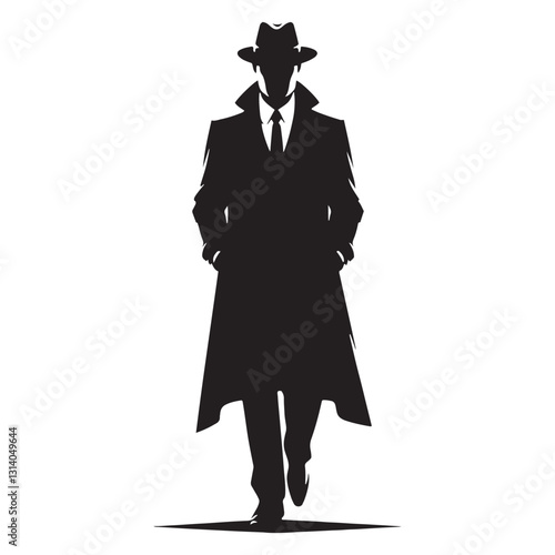 Unyielding Detective silhouette, never backing down from a case - Detective illustration - Minimalist Detective vector - Profession silhouette
