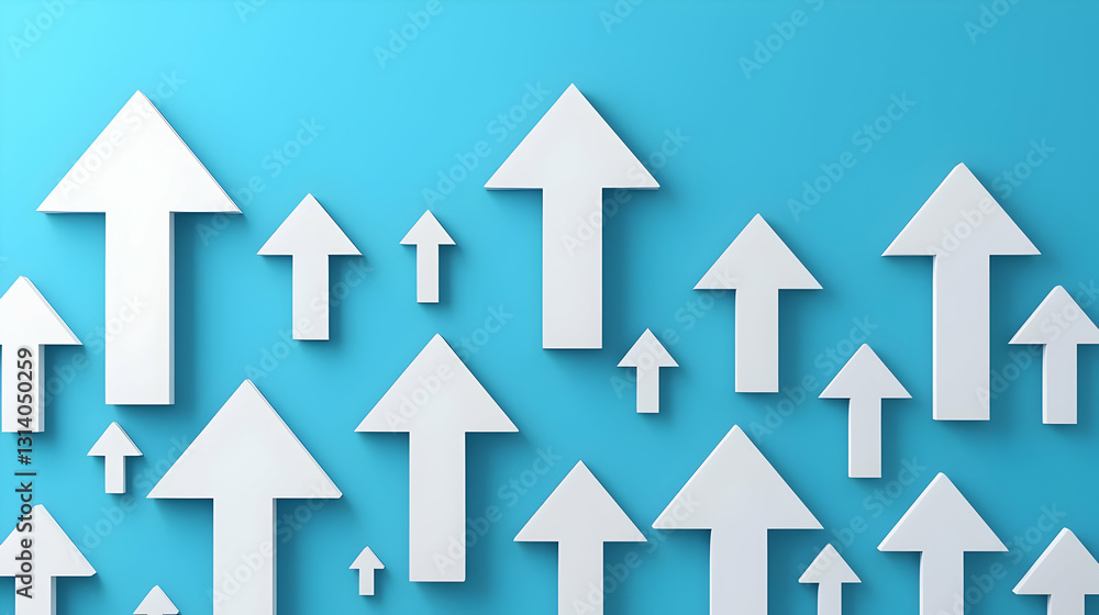 Abstract White Arrows on Blue Background Representing Growth and Movement Abstract White Arrows on Blue Background Representing Growth and Movement